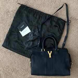 Y1009 YSL dark blue cabas leather bag with strap removable